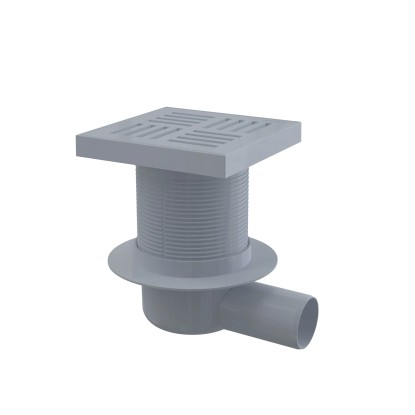 Alcadrain Podlahová vpust 150x150/50 mm boční, mřížka šedá