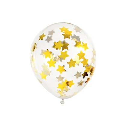 PartyDeco Balón fóliový s konfetami 30 cm, 6 ks