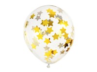 PartyDeco Balón fóliový s konfetami 30 cm, 6 ks