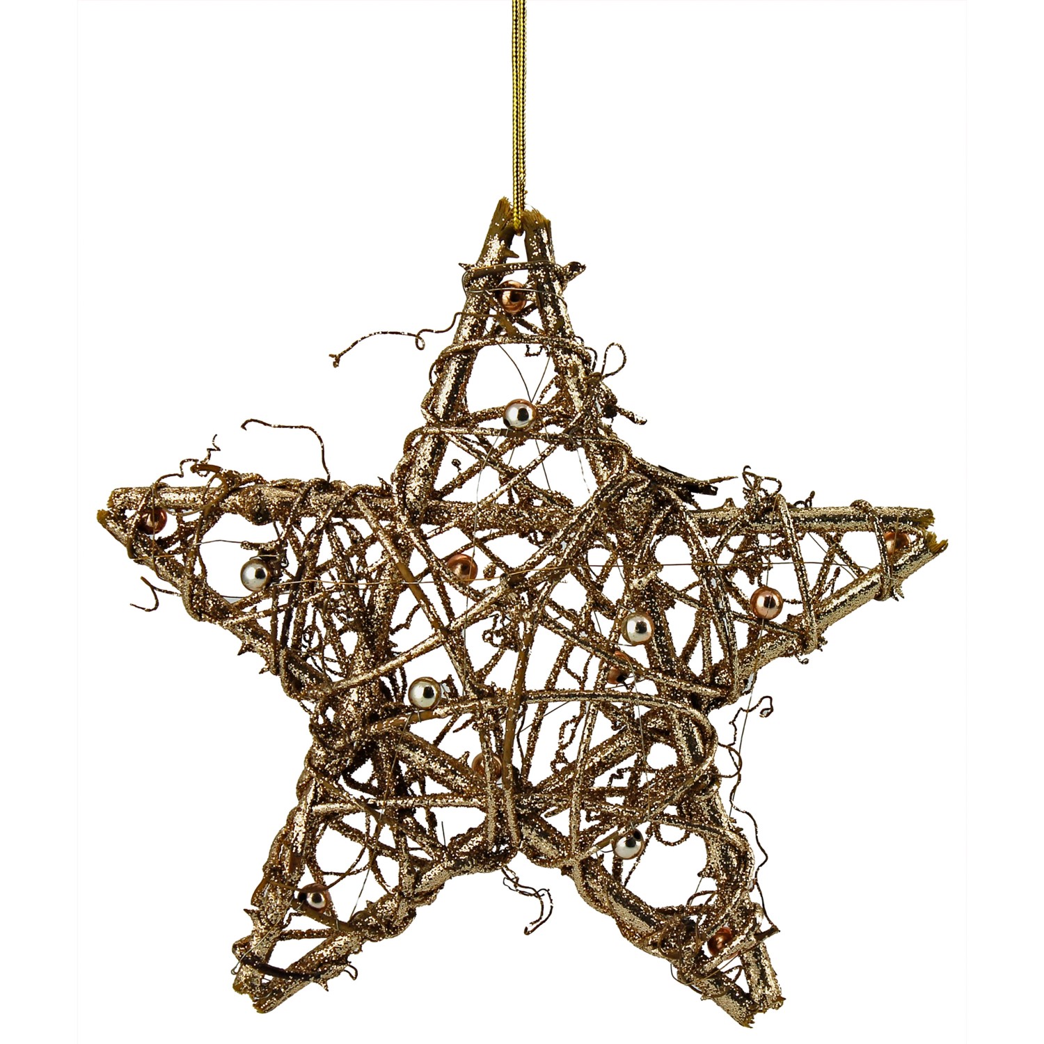GEROMA Závěsná dekorace hvězda ratanová zlatá pr. 20 cm, 1 ks